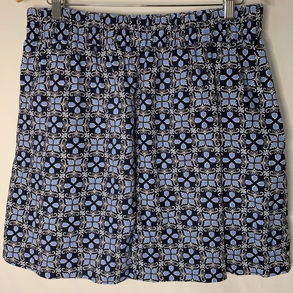 Ann Taylor Loft Outlet Skirt Size Medium Linen Blend Blue Floral Spring Beach - Picture 5 of 7